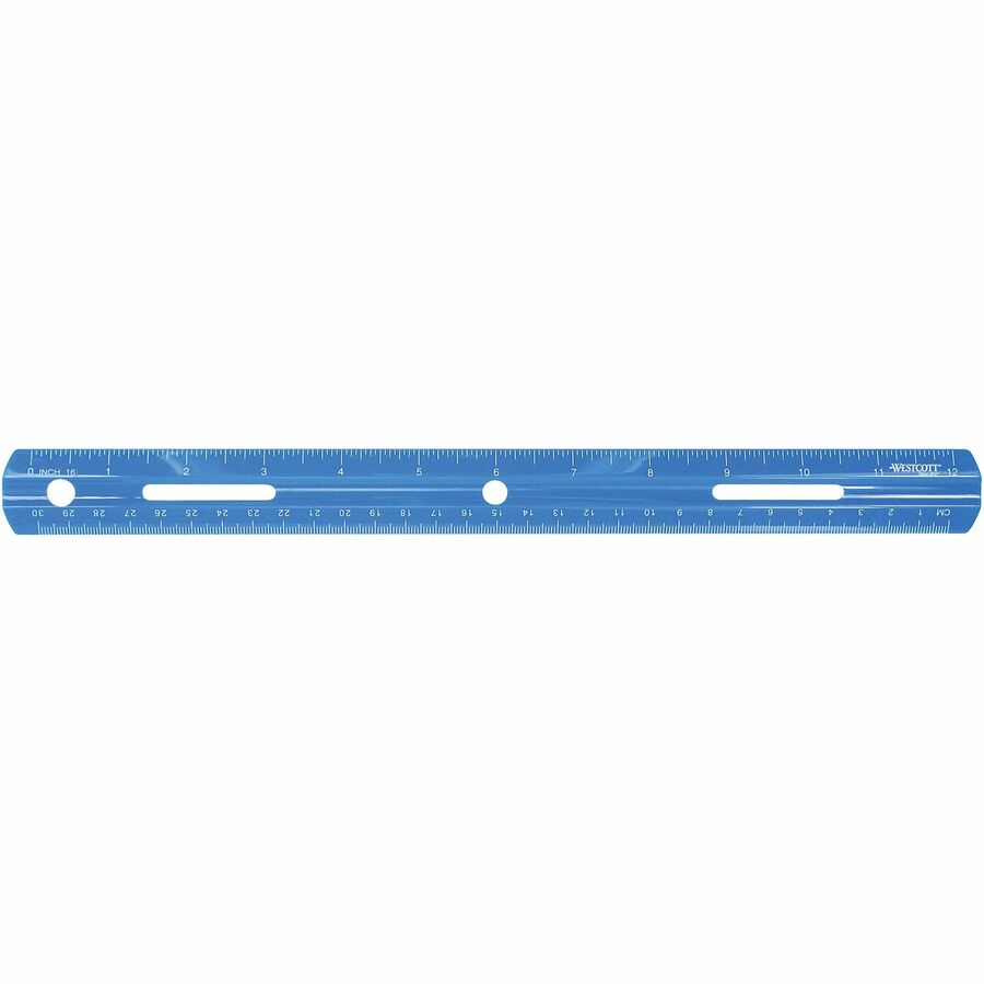 Westcott 12" Plastic Ruler 12" Length - 1/16 Graduations - Imperial, Metric Measuring System - Plastic - Assorted - 1 Each