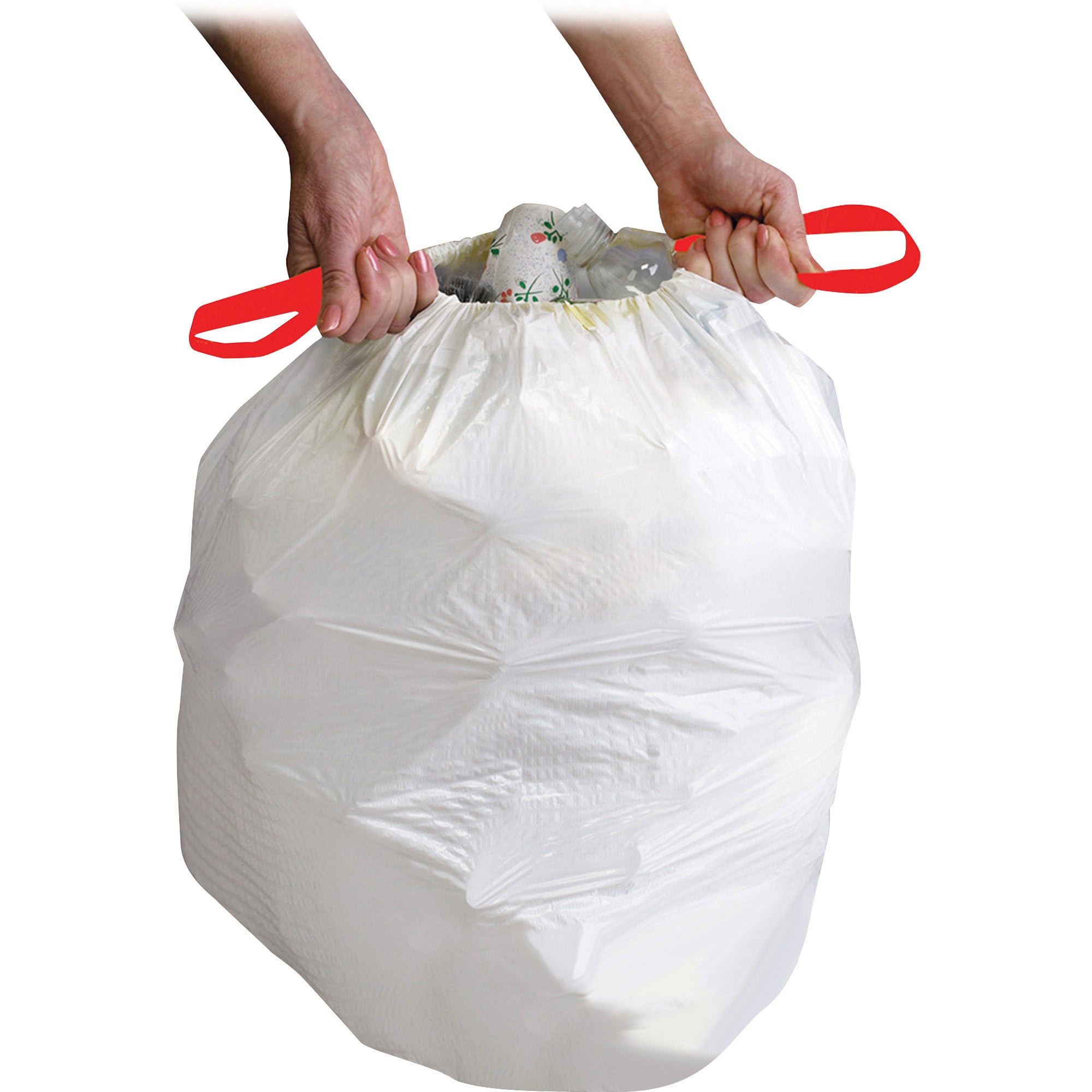 Genuine Joe Flexible Drawstring Trash Can Liners Small Size - 13 gal Capacity - 25.13" Length x 24" Width x 0.90 mil (23 Micron) Thickness - Low Density - Drawstring Closure - White - Resin - 60/Box - 1 / Carton