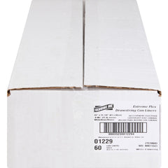 Genuine Joe Flexible Drawstring Trash Can Liners Small Size - 13 gal Capacity - 25.13" Length x 24" Width x 0.90 mil (23 Micron) Thickness - Low Density - Drawstring Closure - White - Resin - 60/Box - 1 / Carton