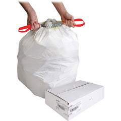 Genuine Joe Flexible Drawstring Trash Can Liners Small Size - 13 gal Capacity - 25.13" Length x 24" Width x 0.90 mil (23 Micron) Thickness - Low Density - Drawstring Closure - White - Resin - 60/Box - 1 / Carton