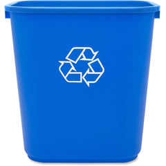 Genuine Joe 28-1/2 Quart Recycle Wastebasket 7.13 gal Capacity - Rectangular - 15" Height x 14.5" Width x 10.5" Depth - Blue, White - 1 Each