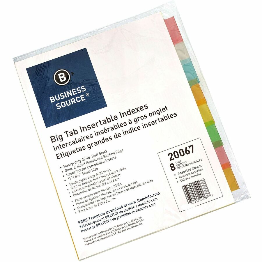 Business Source Reinforced Insertable Tab Indexes