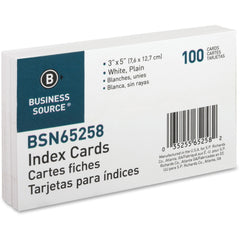 Business Source Plain Index Cards 5" Width x 3" Length - 100 / Pack
