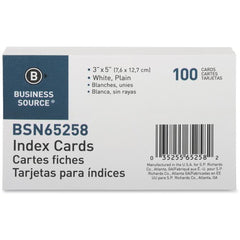 Business Source Plain Index Cards 5" Width x 3" Length - 100 / Pack