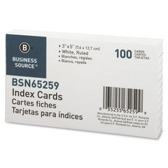 Business Source Ruled Index Cards 5" Width x 3" Length - 100 / Pack