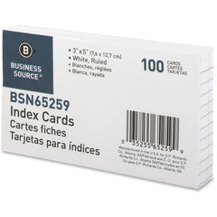 Business Source Ruled Index Cards 5" Width x 3" Length - 100 / Pack