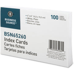 Business Source Plain Index Cards 6" Width x 4" Length - 100 / Pack