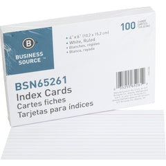 Business Source Ruled Index Cards 6" Width x 4" Length - 100 / Pack