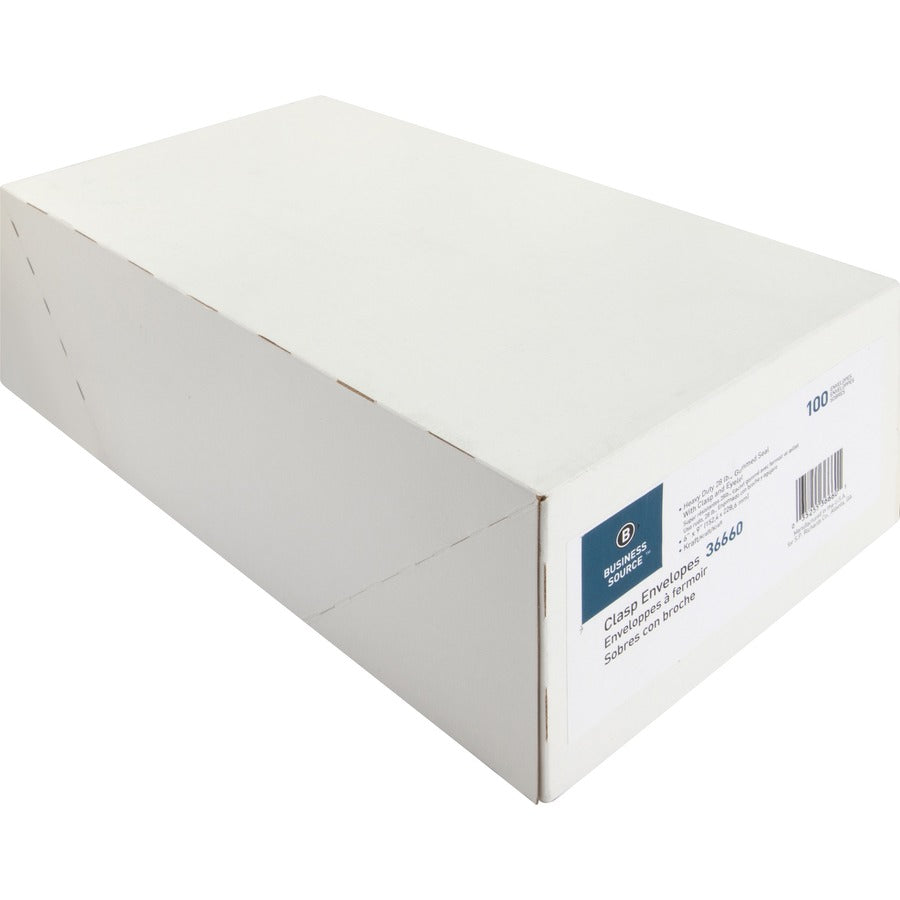 Business Source Heavy-duty Metal Clasp Envelopes Clasp - #55 - 6" Width x 9" Length - 28 lb - Clasp - Kraft - Kraft - 100 / Box