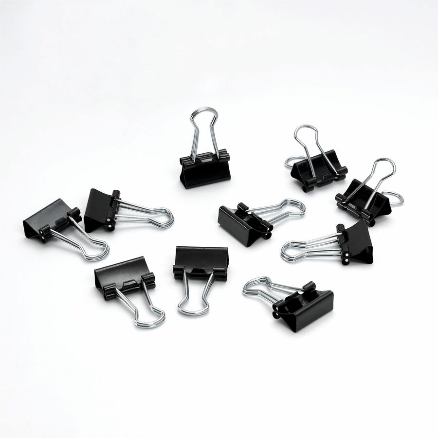 Business Source Fold-back Binder Clips Mini - 0.6" Width - 0.25" Size Capacity - for Paper - Black - Steel - 1 Dozen