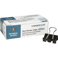 Business Source Fold-back Binder Clips Mini - 0.6" Width - 0.25" Size Capacity - for Paper - Black - Steel - 1 Dozen