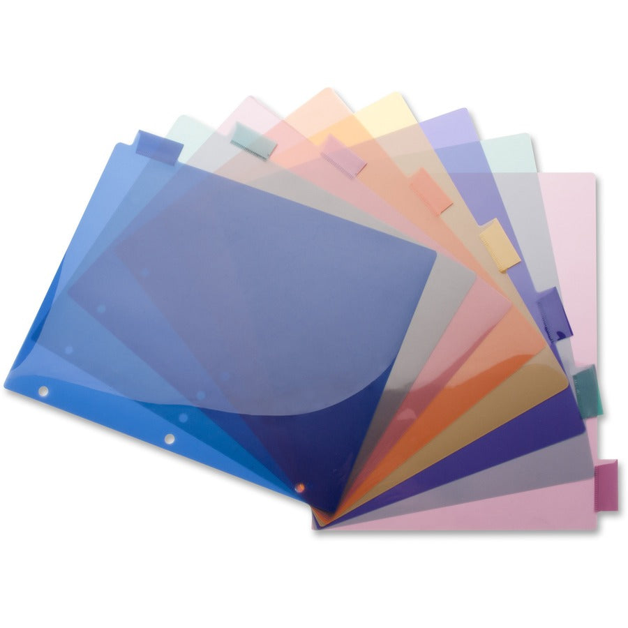 Business Source 3-Hole Poly Insert Index Dividers 8 Print-on Tab(s) - 8.5" Divider Width x 11" Divider Length - Letter - Plastic Divider - Multicolor Tab(s) - Insertable - 8 / Set