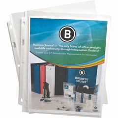 Business Source Sheet Protectors 2.4 mil Thickness - For Letter 8 1/2" x 11" Sheet - 3 x Holes - Ring Binder - Top Loading - Rectangular - Clear - Polypropylene - 50 / Pack
