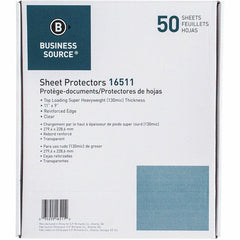 Business Source Sheet Protectors 5 mil Thickness - For Letter 8 1/2" x 11" Sheet - 3 x Holes - Ring Binder - Top Loading - Rectangular - Clear - Polypropylene - 50 / Box