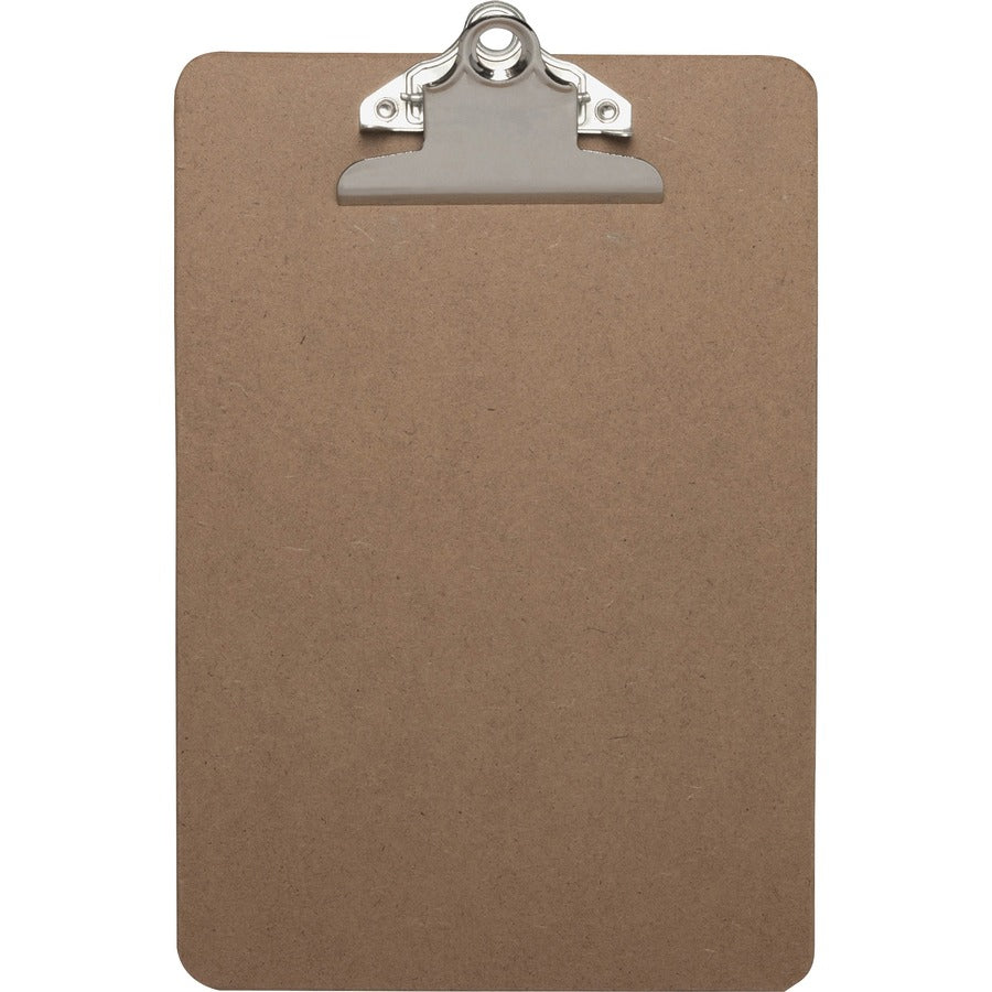 Business Source Mini Clipboard with Standard Metal Clip Standard - 6" x 9" Sheet Size - Hardboard - Brown - 1 Each