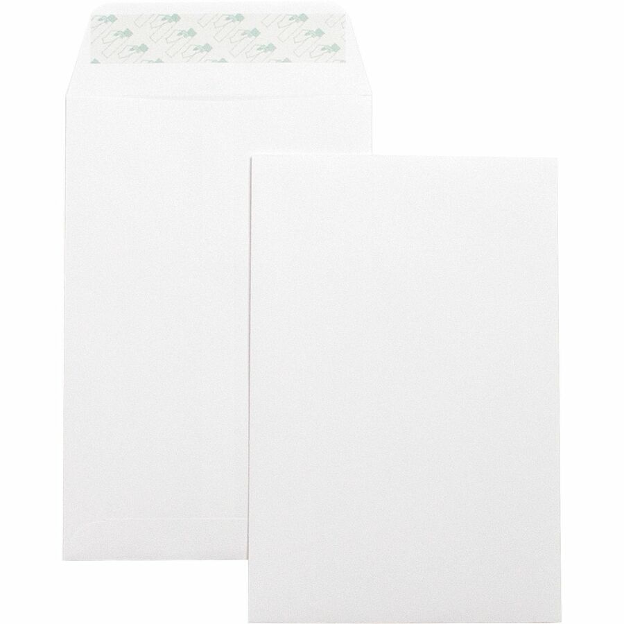 Business Source Self-Seal 6"x9" Catalog Envelopes Catalog - 6" Width x 9" Length - 28 lb - Self-sealing - White - Wove - 100 / Box