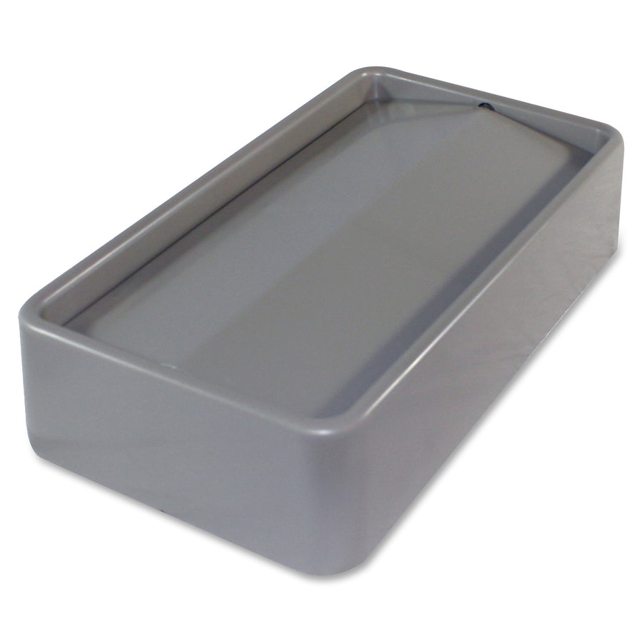 Genuine Joe Space-Saving Container Swing Lid Rectangular - Gray - 1 Each