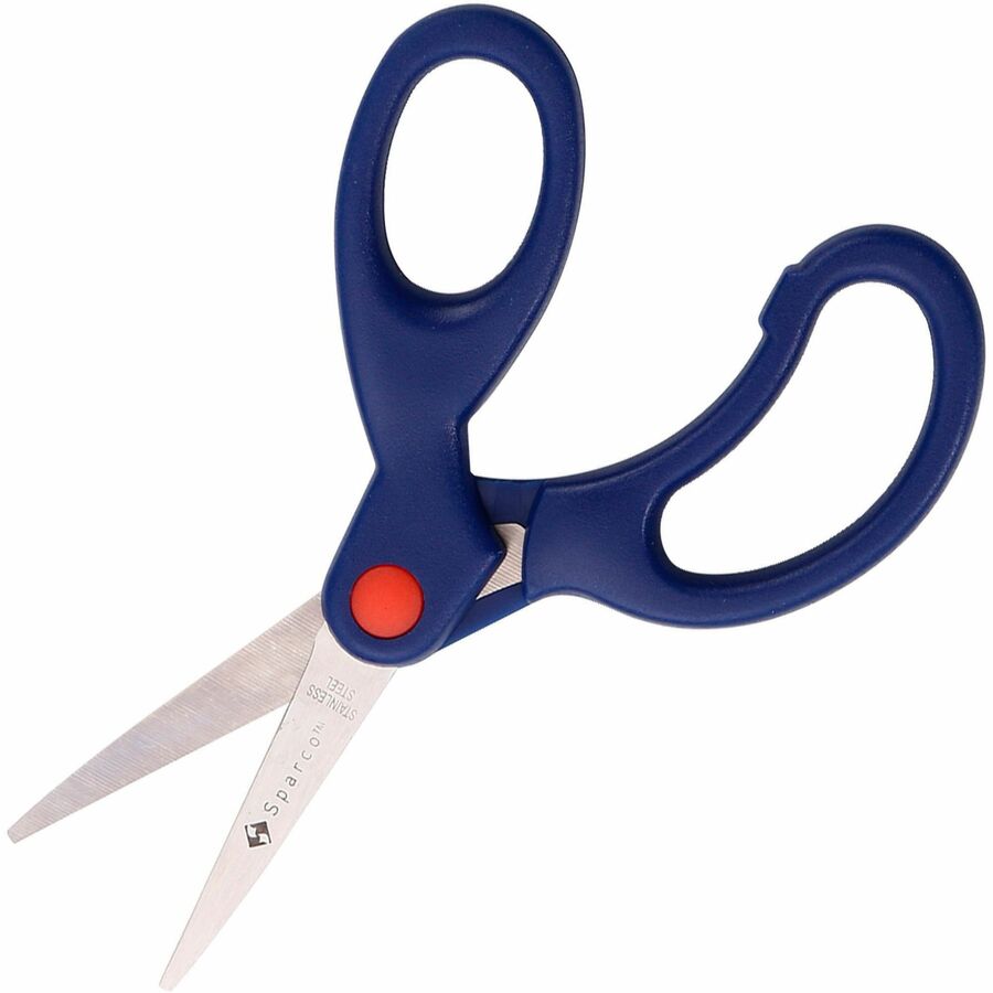 Sparco Bent Handle 5" Kids Scissors 5" Overall Length - Stainless Steel - Pointed Tip - Blue - 1 Each