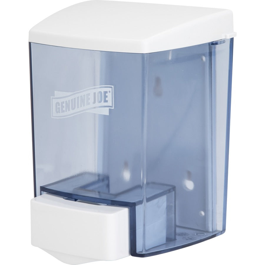Genuine Joe 30 oz Soap Dispenser Manual - 30 fl oz Capacity - See-through Tank, Water Resistant, Soft Push - 1 Each