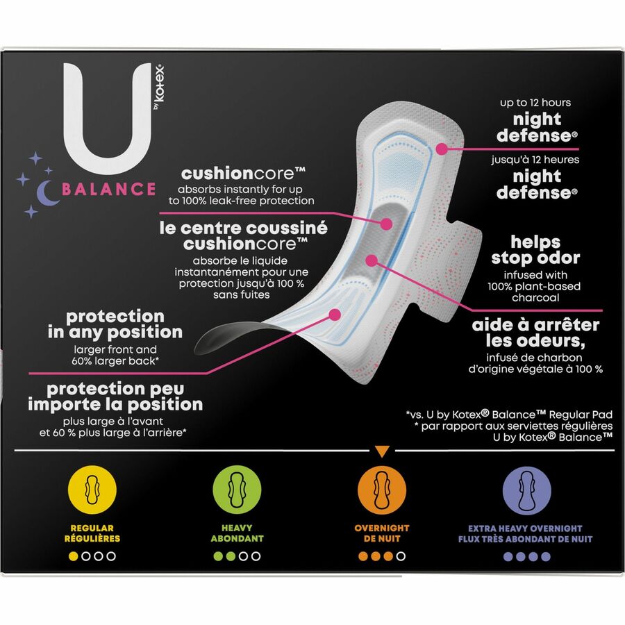 U by Kotex Ultra Thin Overnight Pads With Wings - Individually Wrapped, Anti-leak, Absorbent, Odor-absorbing - 13/Box - 1 Each