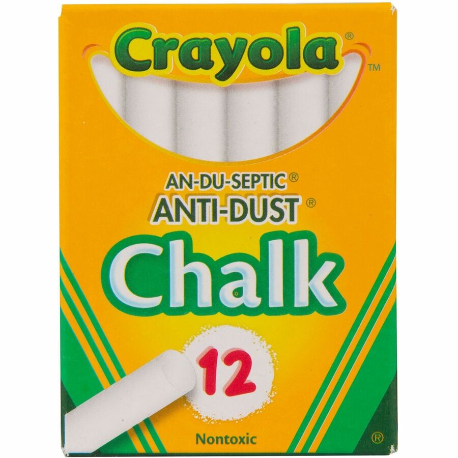 Crayola Anti-Dust Chalk 3.3" Length x 0.4" Diameter - White - Non-toxic - 12 / Box