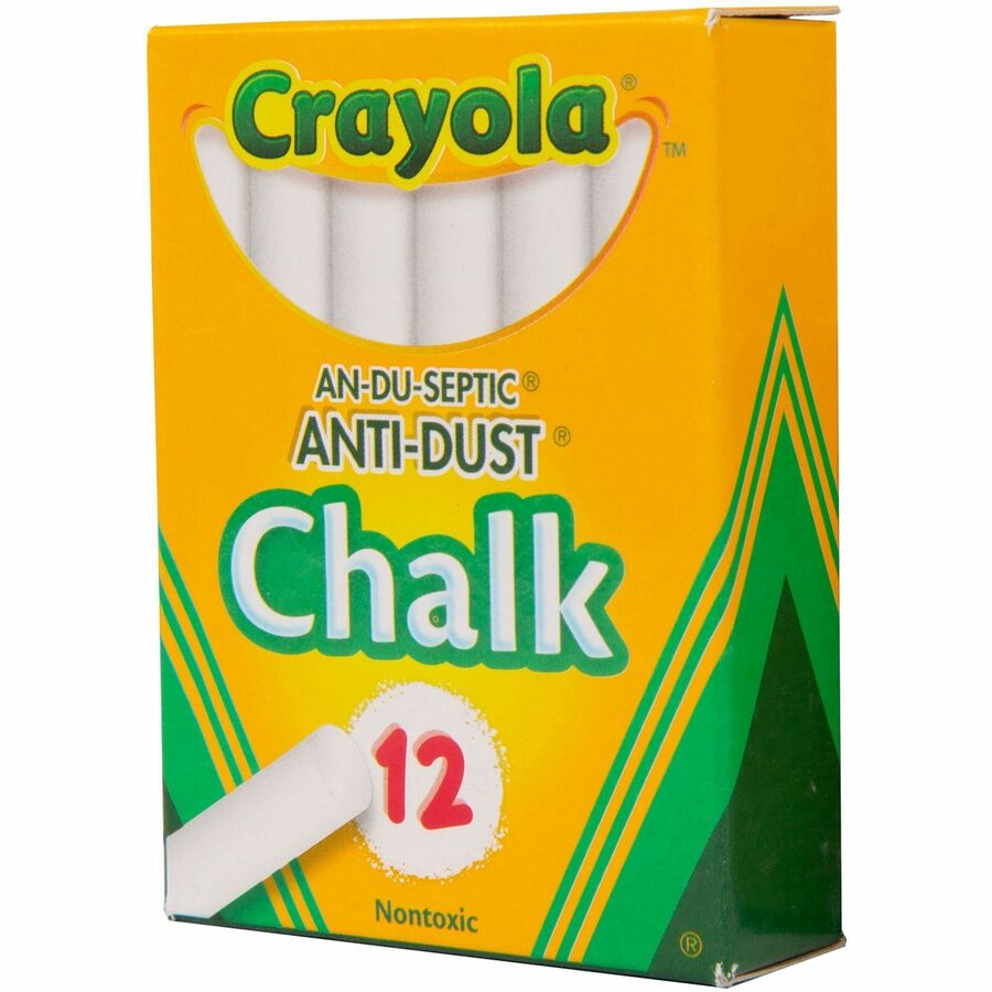 Crayola Anti-Dust Chalk 3.3" Length x 0.4" Diameter - White - Non-toxic - 12 / Box
