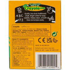Crayola Anti-Dust Chalk 3.3" Length x 0.4" Diameter - White - Non-toxic - 12 / Box
