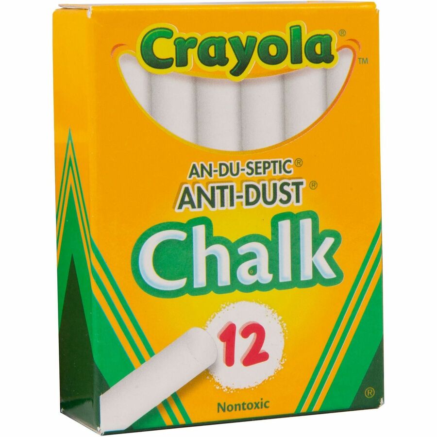 Crayola Anti-Dust Chalk 3.3" Length x 0.4" Diameter - White - Non-toxic - 12 / Box