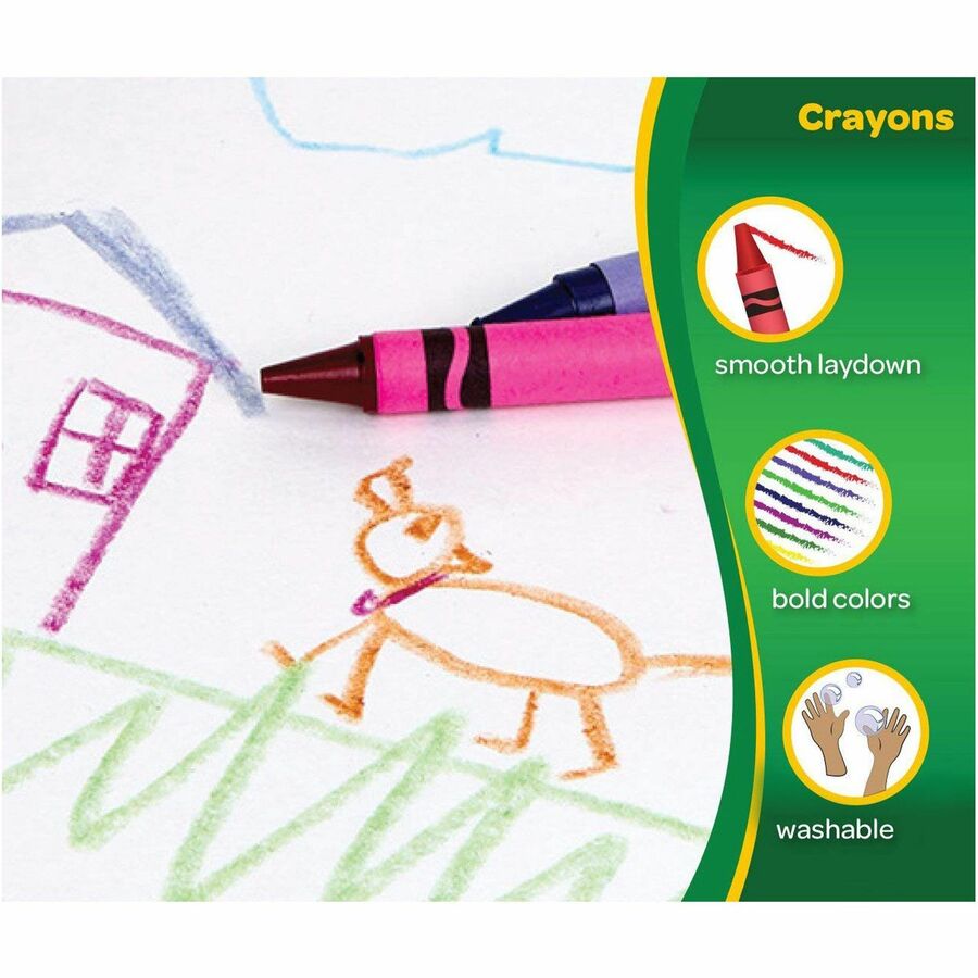 Crayola Regular Size Crayon Sets 3.6" Length x 0.3" Diameter - Assorted - 8 / Box