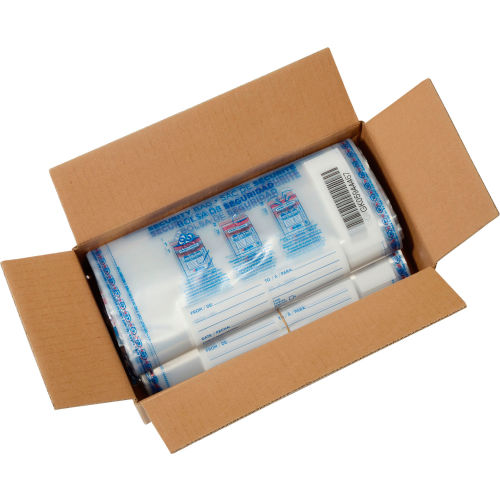FraudStopper Tamper Evident Deposit Bag, 9"W x 12"H, Clear, 100/Pack