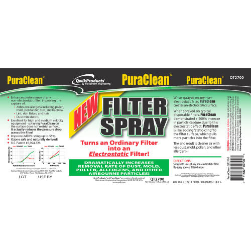 Qwik Products PuraClean Filter Spray QT2700 - 16 Oz. Bottle